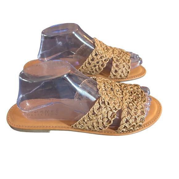 Journee Collection Lissia Woven Fabric Sandals Slip On Double Band NEW Size 10 - Picture 2 of 11